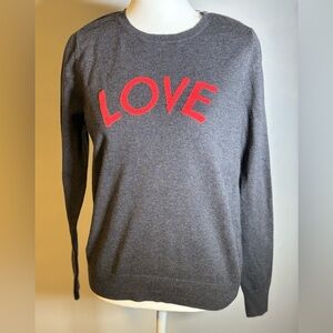 Gray Sweater with Red 'LOVE' Graphic by Halogen size medium